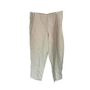 J. Jill Love Linen Tan Pull On Lagenlook Coastal Comfy Cropped‎ Pants Size XL